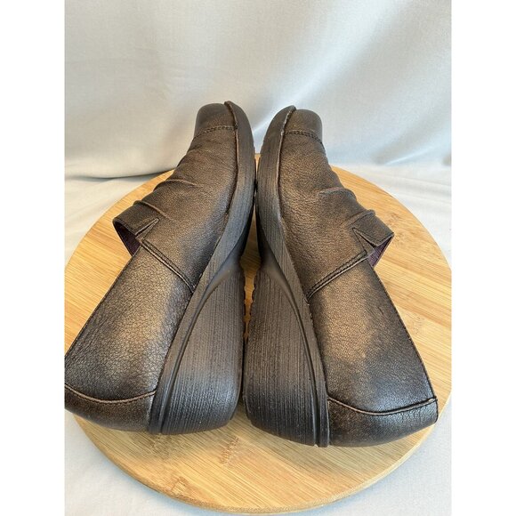 Dansko Aimee Wedge Size 40 (9.5-10)  Leather Brown Ruched Details - Picture 5 of 7